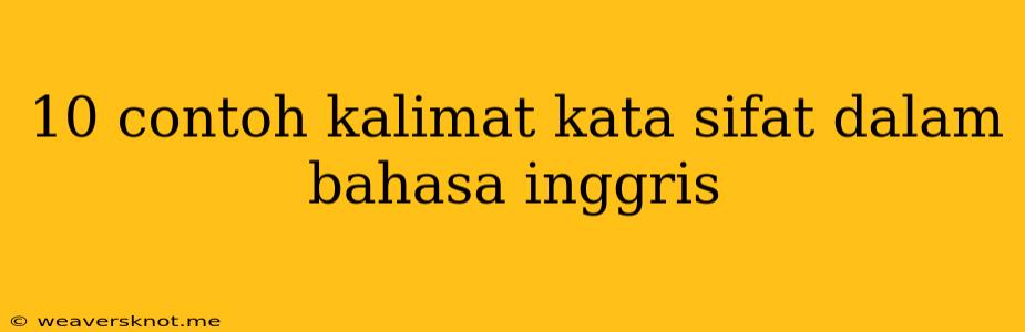 10 Contoh Kalimat Kata Sifat Dalam Bahasa Inggris