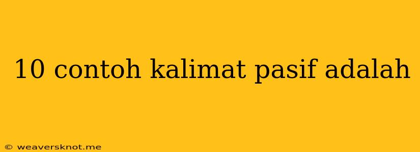 10 Contoh Kalimat Pasif Adalah