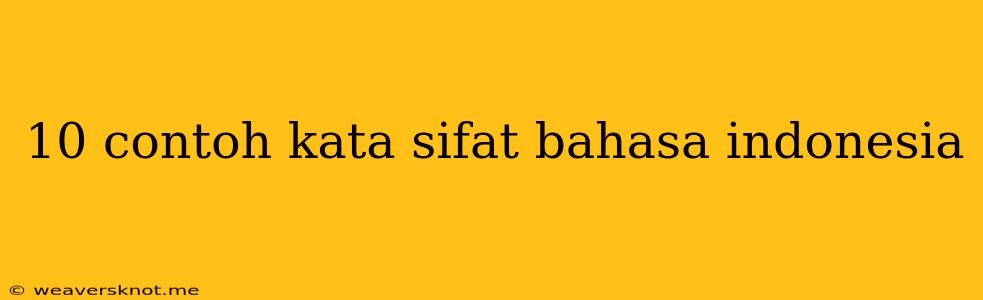 10 Contoh Kata Sifat Bahasa Indonesia