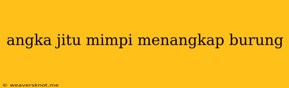 Angka Jitu Mimpi Menangkap Burung