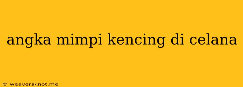 Angka Mimpi Kencing Di Celana