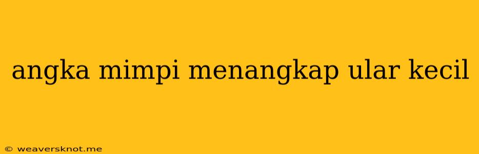 Angka Mimpi Menangkap Ular Kecil