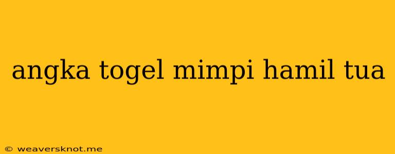 Angka Togel Mimpi Hamil Tua