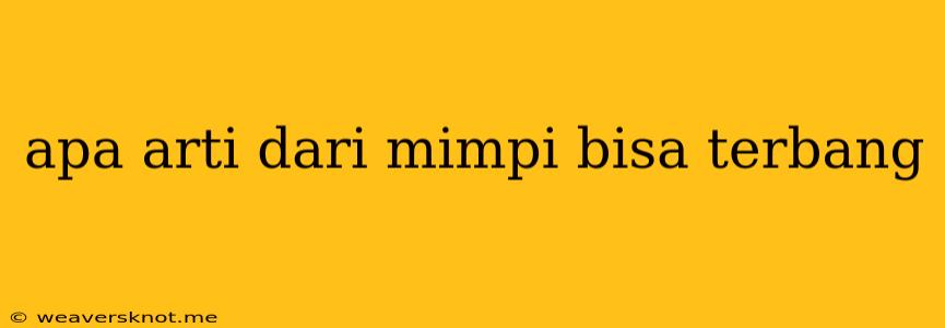 Apa Arti Dari Mimpi Bisa Terbang