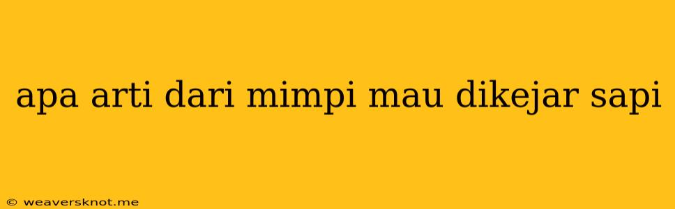 Apa Arti Dari Mimpi Mau Dikejar Sapi