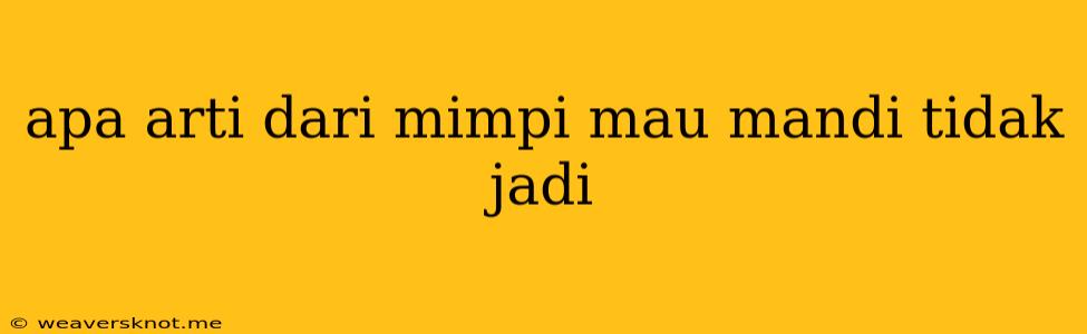 Apa Arti Dari Mimpi Mau Mandi Tidak Jadi