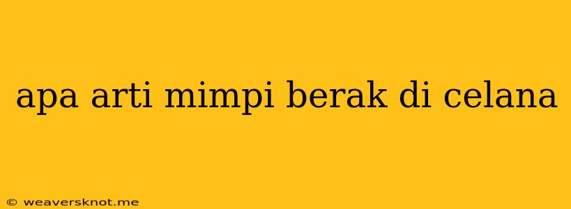 Apa Arti Mimpi Berak Di Celana