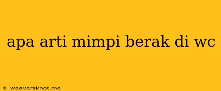 Apa Arti Mimpi Berak Di Wc