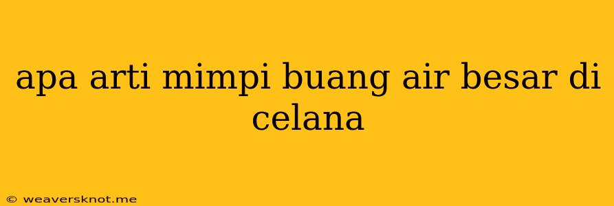 Apa Arti Mimpi Buang Air Besar Di Celana