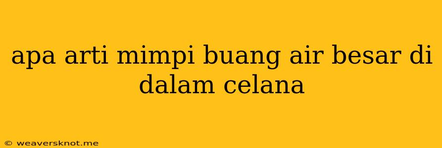 Apa Arti Mimpi Buang Air Besar Di Dalam Celana