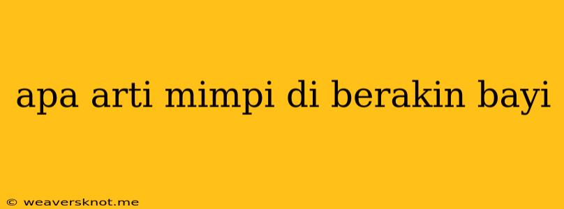 Apa Arti Mimpi Di Berakin Bayi