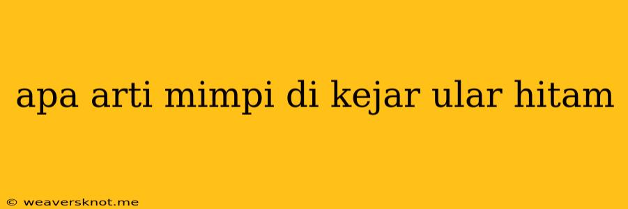 Apa Arti Mimpi Di Kejar Ular Hitam