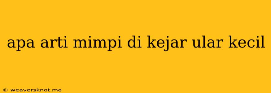 Apa Arti Mimpi Di Kejar Ular Kecil