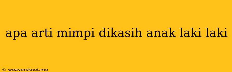 Apa Arti Mimpi Dikasih Anak Laki Laki