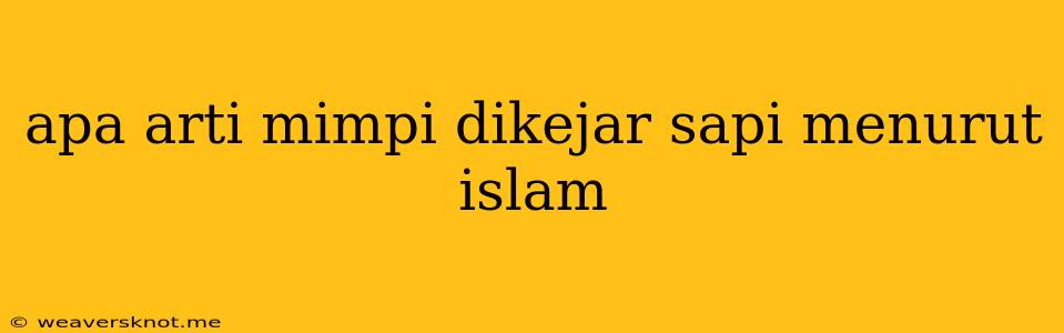 Apa Arti Mimpi Dikejar Sapi Menurut Islam