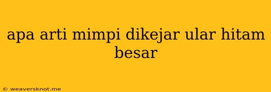 Apa Arti Mimpi Dikejar Ular Hitam Besar