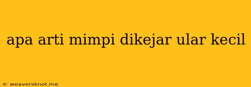 Apa Arti Mimpi Dikejar Ular Kecil