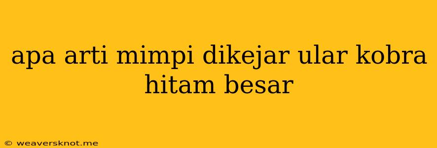 Apa Arti Mimpi Dikejar Ular Kobra Hitam Besar