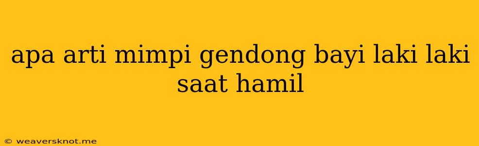 Apa Arti Mimpi Gendong Bayi Laki Laki Saat Hamil