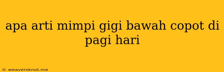 Apa Arti Mimpi Gigi Bawah Copot Di Pagi Hari