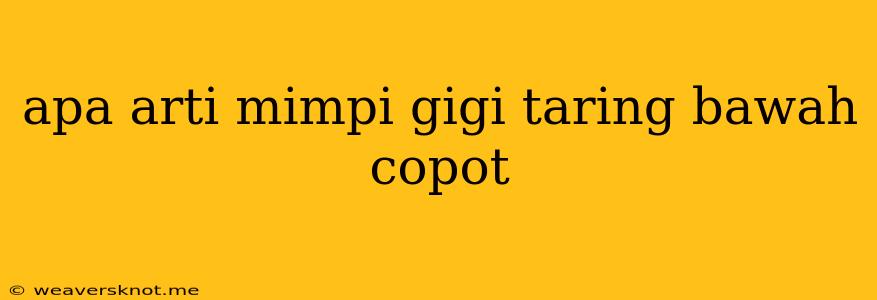 Apa Arti Mimpi Gigi Taring Bawah Copot