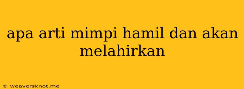 Apa Arti Mimpi Hamil Dan Akan Melahirkan