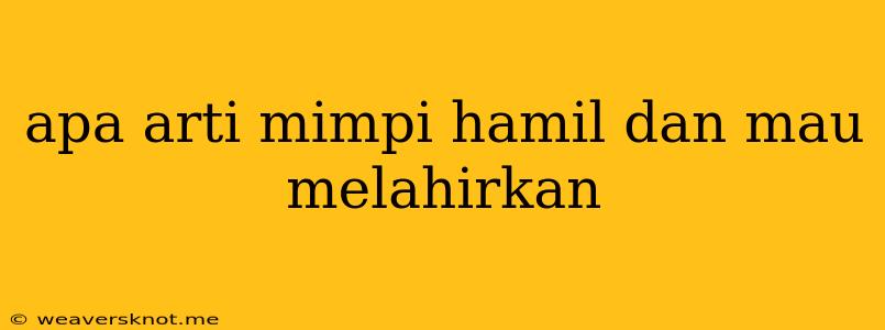 Apa Arti Mimpi Hamil Dan Mau Melahirkan