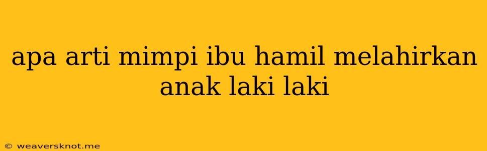 Apa Arti Mimpi Ibu Hamil Melahirkan Anak Laki Laki