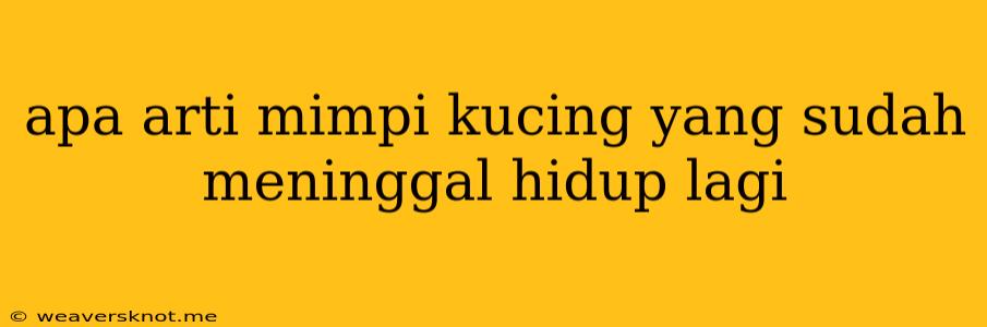 Apa Arti Mimpi Kucing Yang Sudah Meninggal Hidup Lagi