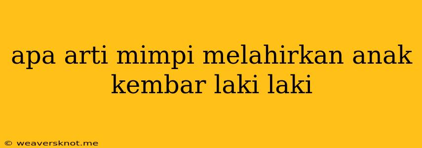 Apa Arti Mimpi Melahirkan Anak Kembar Laki Laki