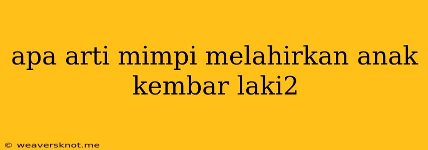 Apa Arti Mimpi Melahirkan Anak Kembar Laki2