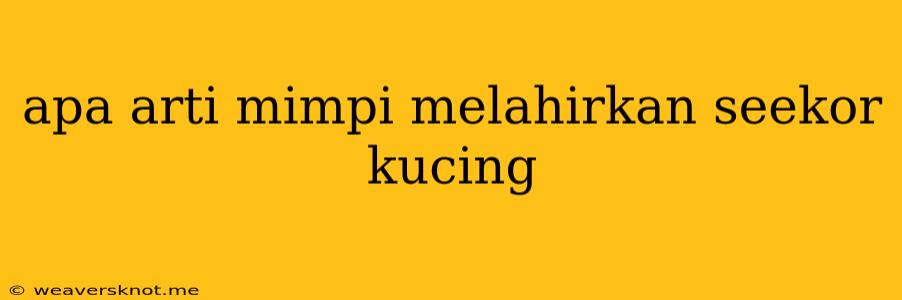 Apa Arti Mimpi Melahirkan Seekor Kucing