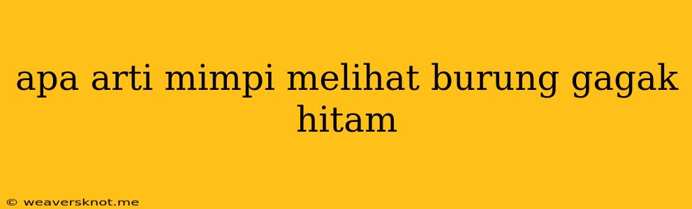 Apa Arti Mimpi Melihat Burung Gagak Hitam