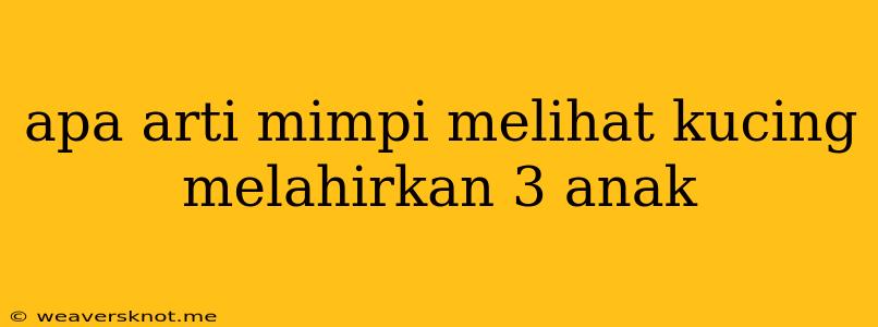 Apa Arti Mimpi Melihat Kucing Melahirkan 3 Anak