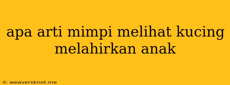 Apa Arti Mimpi Melihat Kucing Melahirkan Anak