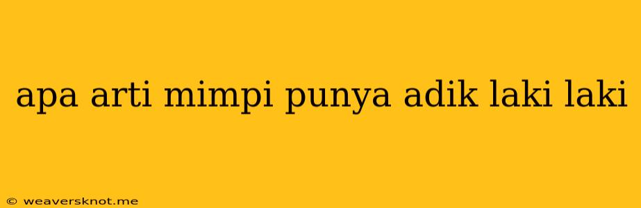 Apa Arti Mimpi Punya Adik Laki Laki