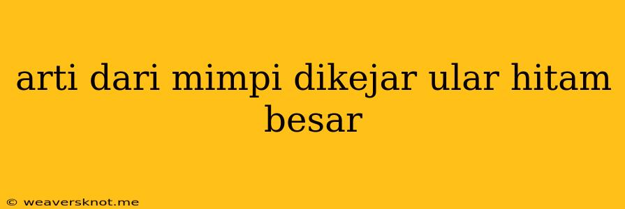 Arti Dari Mimpi Dikejar Ular Hitam Besar