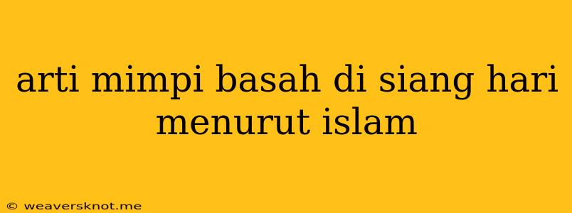 Arti Mimpi Basah Di Siang Hari Menurut Islam