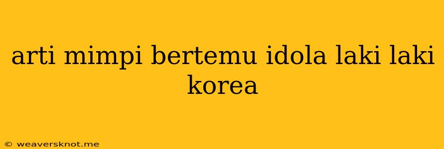 Arti Mimpi Bertemu Idola Laki Laki Korea