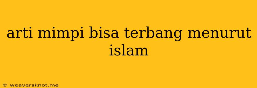 Arti Mimpi Bisa Terbang Menurut Islam