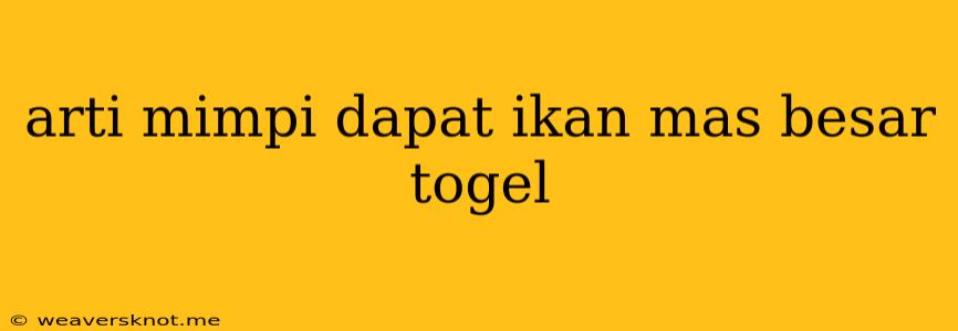 Arti Mimpi Dapat Ikan Mas Besar Togel