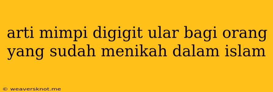 Arti Mimpi Digigit Ular Bagi Orang Yang Sudah Menikah Dalam Islam