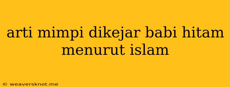 Arti Mimpi Dikejar Babi Hitam Menurut Islam