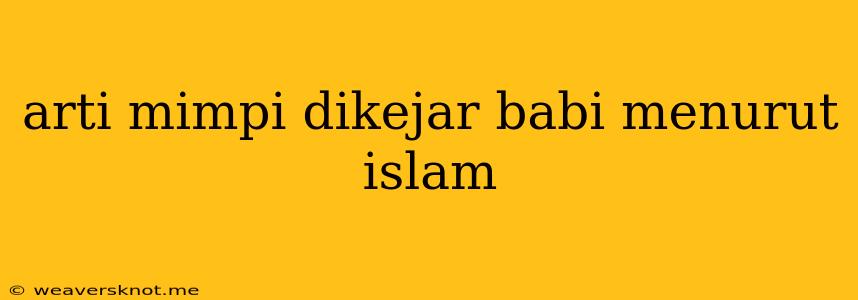 Arti Mimpi Dikejar Babi Menurut Islam