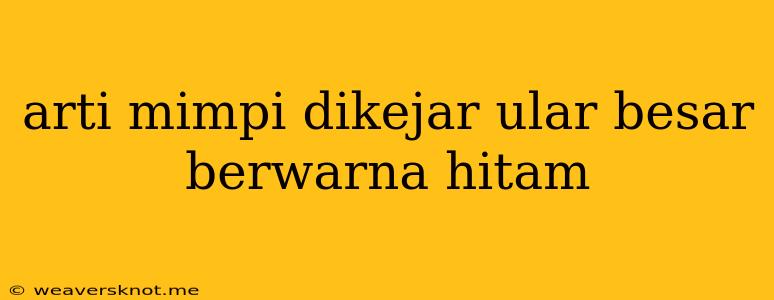 Arti Mimpi Dikejar Ular Besar Berwarna Hitam