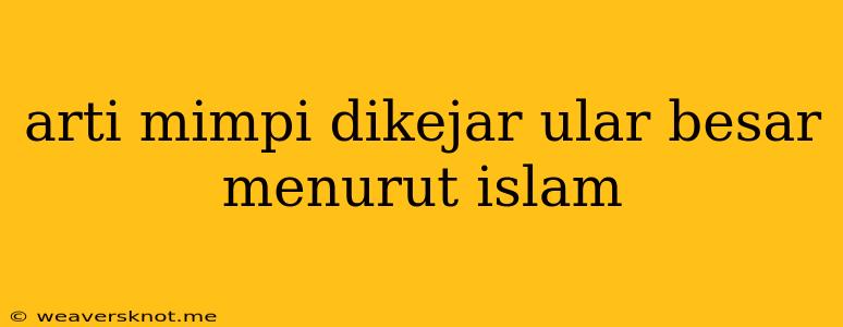 Arti Mimpi Dikejar Ular Besar Menurut Islam