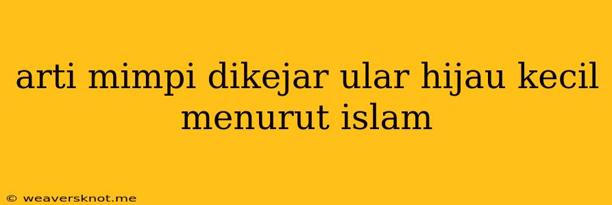 Arti Mimpi Dikejar Ular Hijau Kecil Menurut Islam