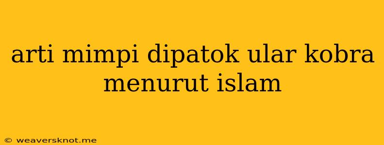 Arti Mimpi Dipatok Ular Kobra Menurut Islam