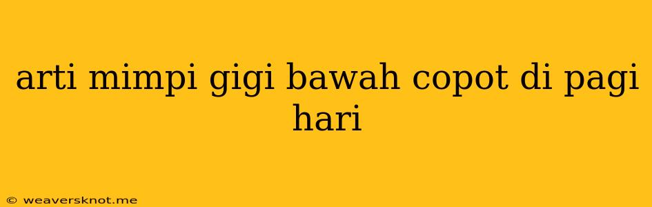 Arti Mimpi Gigi Bawah Copot Di Pagi Hari