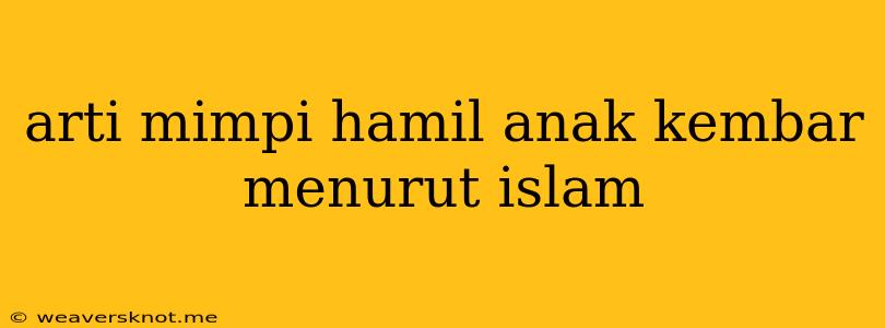 Arti Mimpi Hamil Anak Kembar Menurut Islam